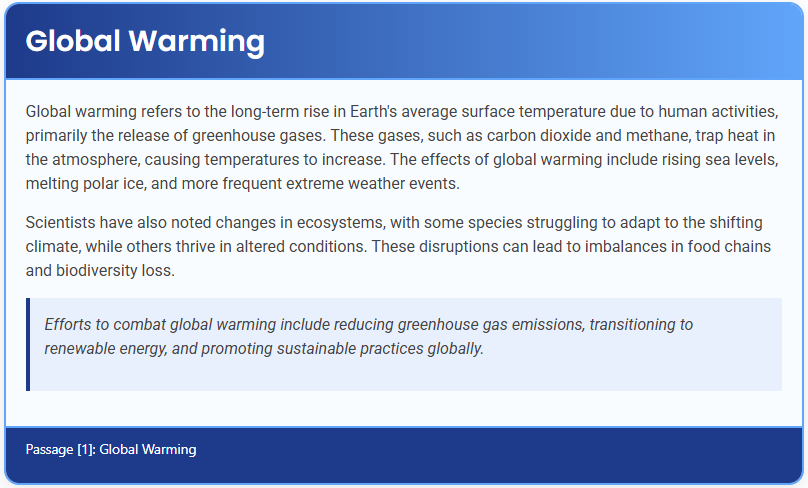 STEP – Reading Section – Global Warming