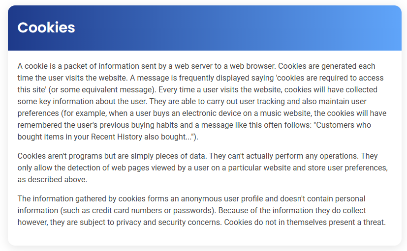 STEP – Reading Section – Cookies