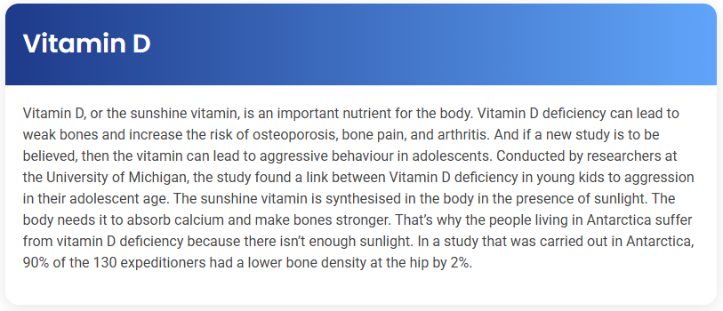STEP – Reading Section – Vitamin D