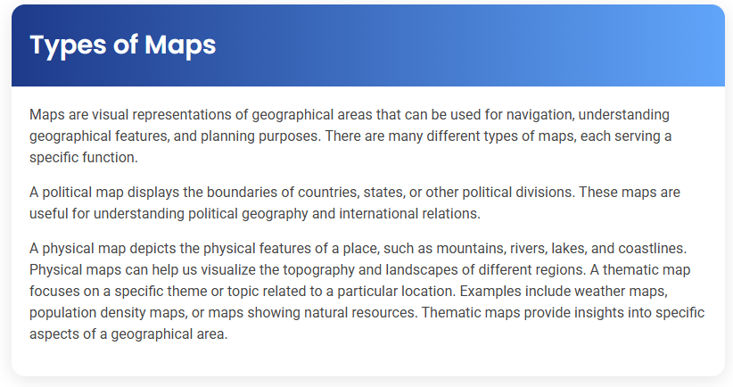 STEP – Reading Section – Types of Maps