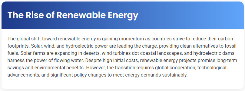 STEP – Reading Section – The Rise of Renewable Energy