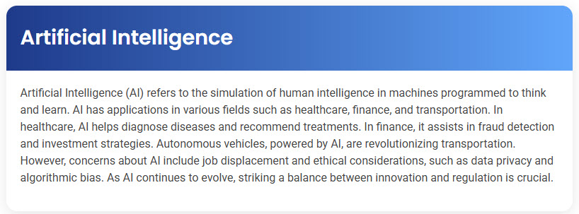 STEP – Reading Section – Artificial Intelligence