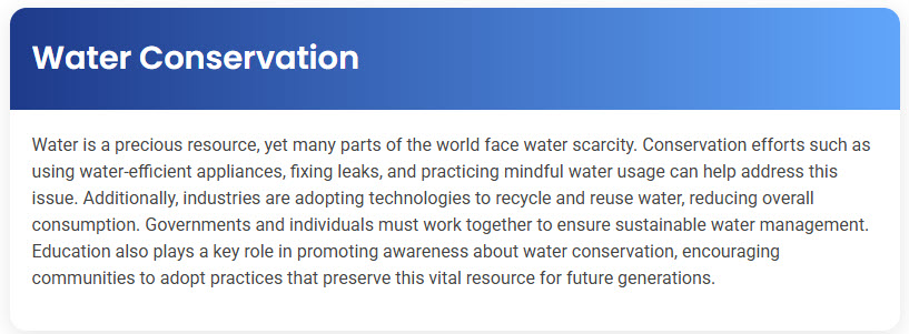 STEP – Reading Section – Water Conservation