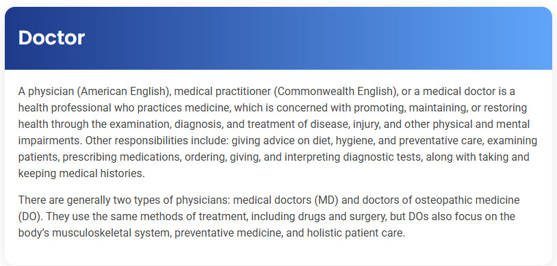 STEP – Reading Section – Doctor