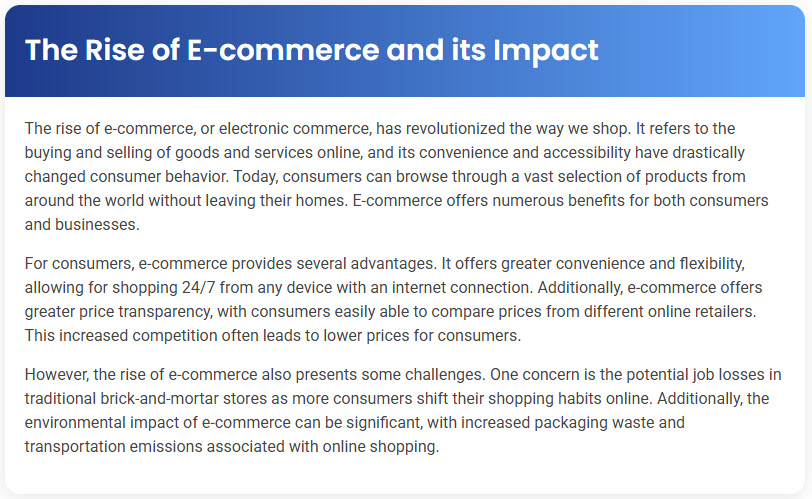 STEP – Reading Section – The Rise of E-commerce and its Impact