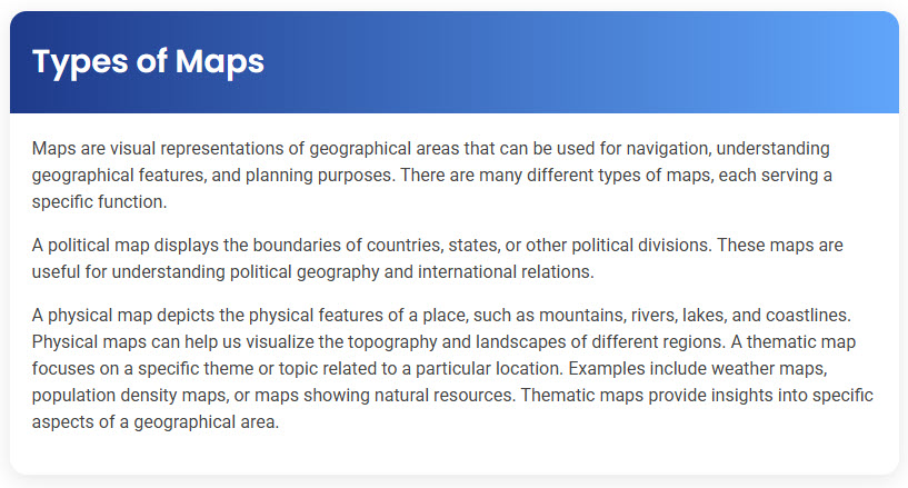 STEP – Reading Section – Types of Maps