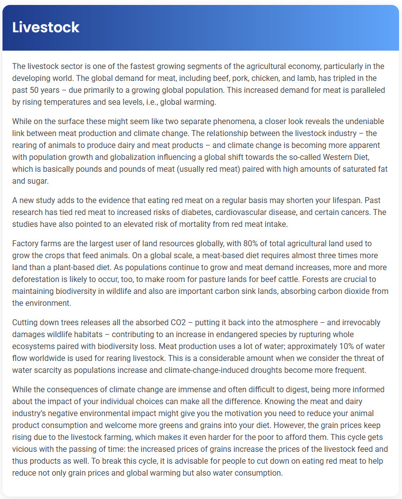 STEP – Reading Section –  Livestock